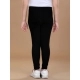 Girl's Cotton Lycra Solid Elasticated Leggings (Black)