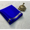 Women's Crepe Chit Pallu Solid Saree With Unstitched Blouse 5.5Mtr (Blue) Women's Crepe Chit Pallu Solid Saree With Unstitched Blouse 5.5Mtr (Blue)