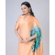 Women's Soft Crepe Silk Printed Ready To Wear Saree With Unstitched Blouse 5.5Mtr (Orange)