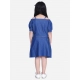 Girl's Denim Solid Cold Shoulder Top and Skirt Set (Navy Blue) Girl's Denim Solid Cold Shoulder Top and Skirt Set (Navy Blue)