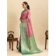 Women's Faux_Banarasi_Silk Woven Saree With Unstitched Blouse 5.5Mtr (Pink)