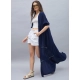 Women's Rayon Crepe Lace Inserts 3-4th Sleeve Shrug (Navy) Women's Rayon Crepe Lace Inserts 3-4th Sleeve Shrug (Navy)