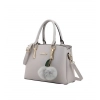 Women's PU Leather Solid Shoulder Zipper Handbag (Grey)