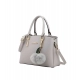 Women's PU Leather Solid Shoulder Zipper Handbag (Grey)