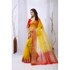 Women's Organza jacquard Embellished Saree With Unstitched Blouse 5.5Mtr (Yellow) Women's Organza jacquard Embellished Saree With Unstitched Blouse 5.5Mtr (Yellow)