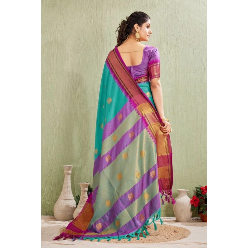 Women's Silk Blended Jaquard Woven Saree With Unstitched Blouse 5.5Mtr (Light Blue) Women's Silk Blended Jaquard Woven Saree With Unstitched Blouse 5.5Mtr (Light Blue)