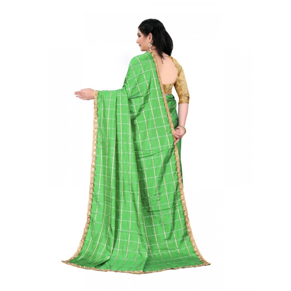 Women's Sana Silk Bandhni Saree With Unstitched Blouse 5.5Mtr (Green)