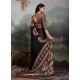 Women's Satin Crepe Printed Saree With Unstitched Blouse 5.5Mtr (Black)