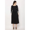 Women's Casual Rayon 3-4th Sleeves Kurti (Black)