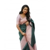 Women's Soft Lichi Silk Printed Saree With Unstitched Blouse 5.5Mtr (Green)