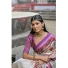 Women's Faux_Tussar Floral Jal With Patola Print Saree With Unstitched Blouse 5.5Mtr (Lavender)
