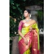 Women's Litchi silk Printed Saree With Unstitched Blouse (Green)
