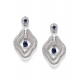 Women's Brass Silver Plated Drop Earrings (Blue)
