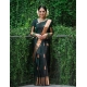 Women's Litchi silk Printed Saree With Unstitched Blouse (Green)