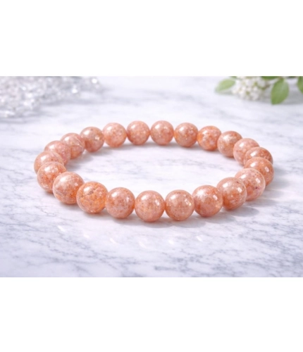 Natural Crystal 8mm Sunstone Bracelet (Orange)