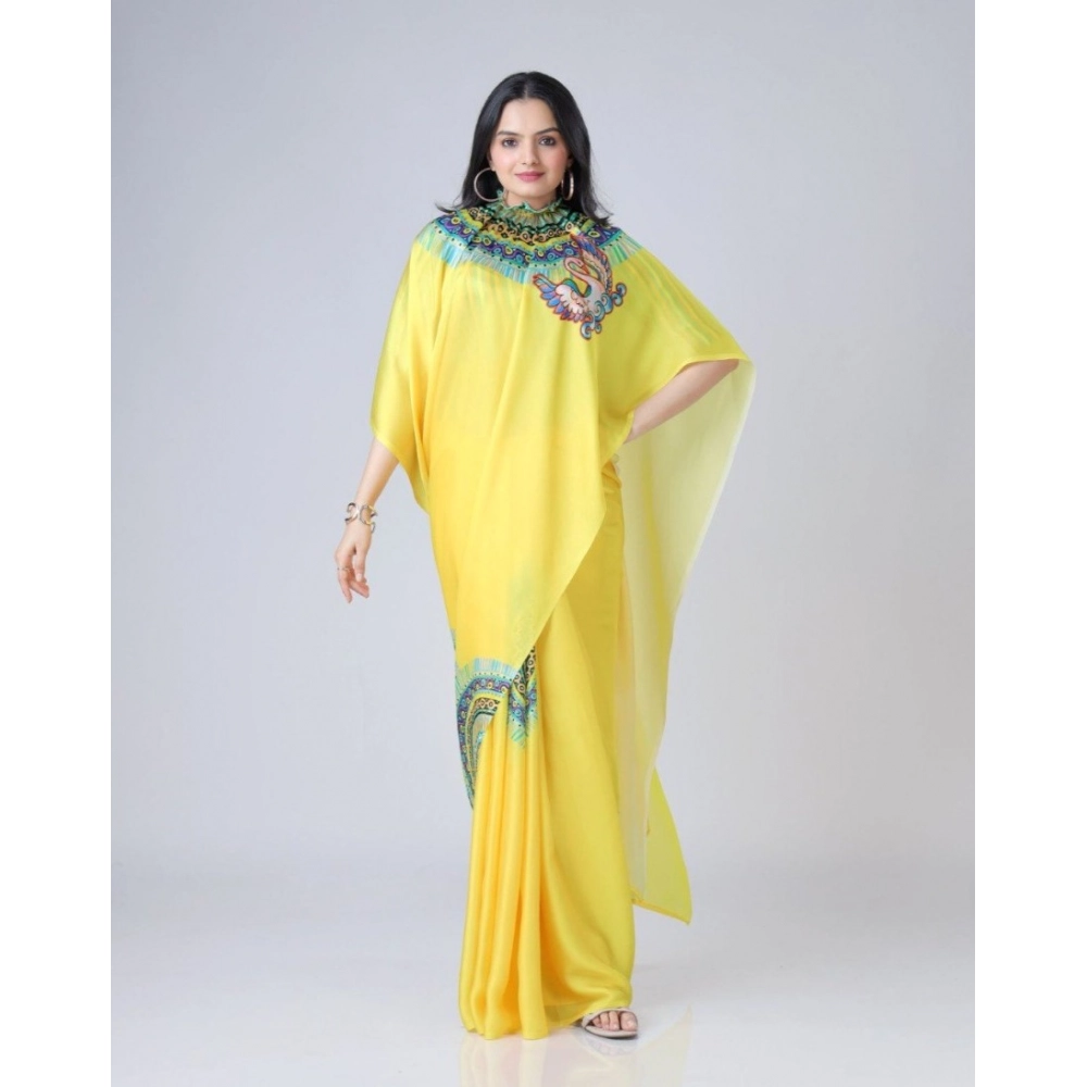 Women's Soft Crepe Silk Printed Ready To Wear Saree With Unstitched Blouse 5.5Mtr (Yellow) Women's Soft Crepe Silk Printed Ready To Wear Saree With Unstitched Blouse 5.5Mtr (Yellow)