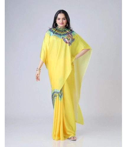 Women's Soft Crepe Silk Printed Ready To Wear Saree With Unstitched Blouse 5.5Mtr (Yellow) Women's Soft Crepe Silk Printed Ready To Wear Saree With Unstitched Blouse 5.5Mtr (Yellow)