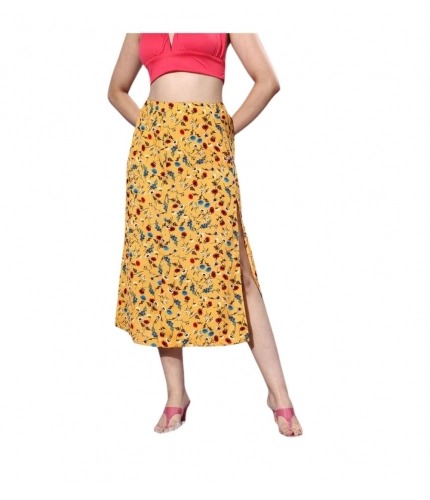 Women's Polyester Floral Side Zip Skirt (Multicolor)
