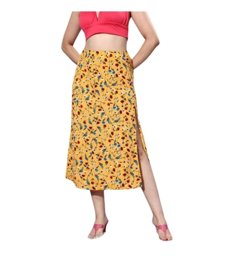 Women's Polyester Floral Side Zip Skirt (Multicolor)