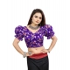 Women's Organza Printed V Neck Puff Sleeve Readymade Blouse (Purple 38 , Alterable up to 42)-PID65870 Women's Organza Printed V Neck Puff Sleeve Readymade Blouse (Purple 38 , Alterable up to 42)-PID65870