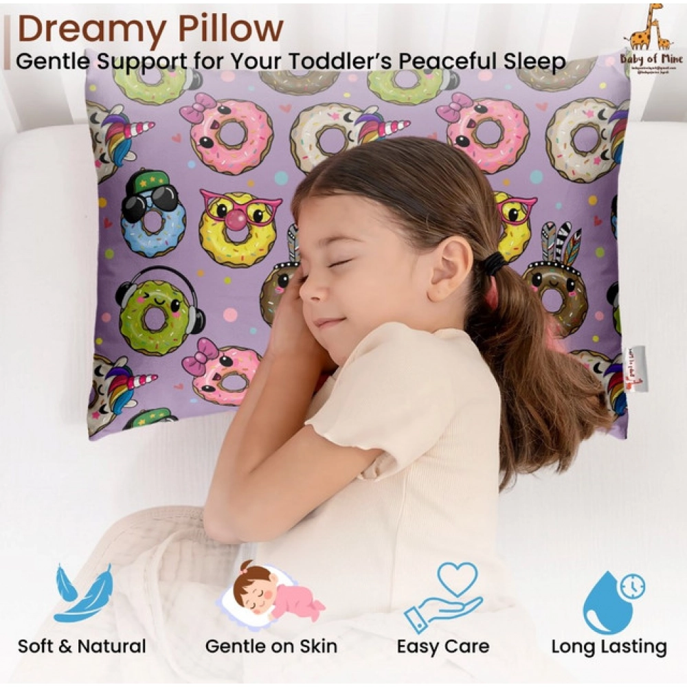 Soft Plush Printed Baby Infant Pillow for Kids Age 1 To 5 Years (Purple)