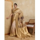 Women's Silk Printed Saree With Unstitched Blouse 5.5Mtr (Gold)