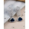 Women's Brass Silver Plated Drop Earrings (Blue)