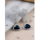 Women's Brass Silver Plated Drop Earrings (Blue) Women's Brass Silver Plated Drop Earrings (Blue)