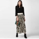 Women's Georgette Chain Print Elasticated Skirt (Cream-Black)