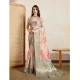 Women's Viscose Printed Saree With Unstitched Blouse 5.5Mtr (Cream)