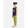 Girl's Cotton Hosiery Printed Night Suit Set (Navy-Green)
