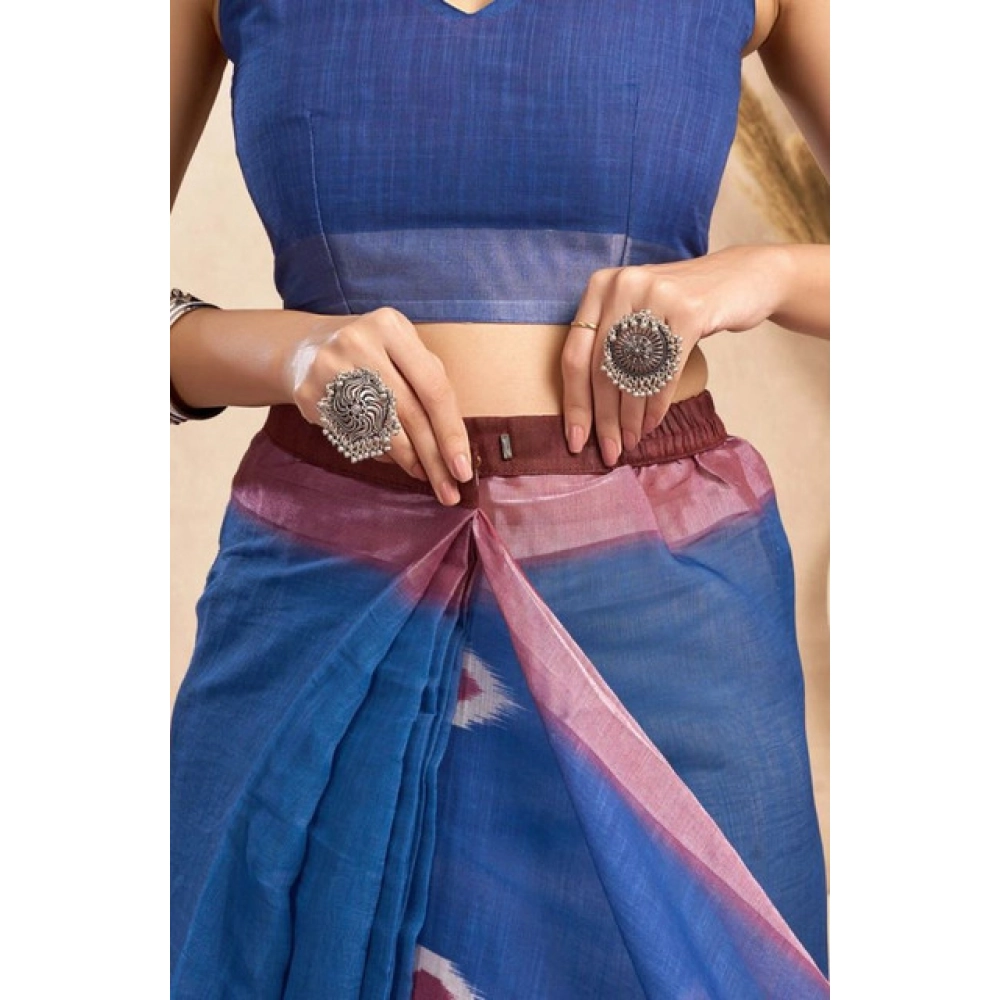 Women's Faux Linen Printed Ready to wear Saree With Unstitched Blouse 5.5Mtr (Blue) Women's Faux Linen Printed Ready to wear Saree With Unstitched Blouse 5.5Mtr (Blue)