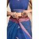 Women's Faux Linen Printed Ready to wear Saree With Unstitched Blouse 5.5Mtr (Blue)