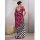 Women's Satin Crepe Printed Saree With Unstitched Blouse 5.5Mtr (Maroon)