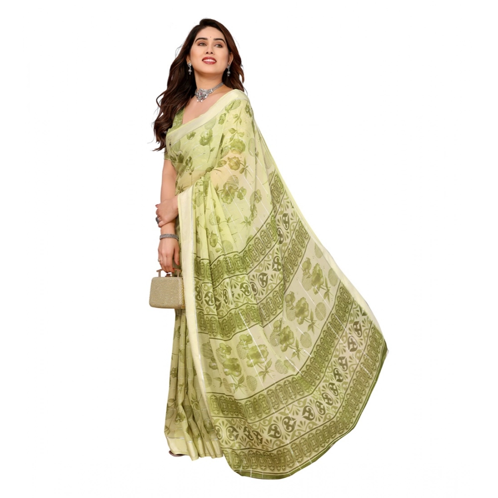 Women's Georgette Printed Saree With Unstitched Blouse 5.5Mtr (Green) Women's Georgette Printed Saree With Unstitched Blouse 5.5Mtr (Green)