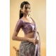 Women's Polyester Printed Saree With Unstitched Blouse 5.5 Mtr (Light Purple)