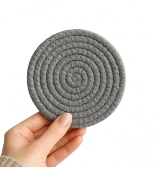 Cotton 6 Pcs Set Tea Coaster 6 Pcs Set (Gray)