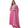 Women's Chanderi Silk Ethnic Motif Round 3/4th Sleeve Kurti With Pant Dupatta Set (Pink) Women's Chanderi Silk Ethnic Motif Round 3/4th Sleeve Kurti With Pant Dupatta Set (Pink)