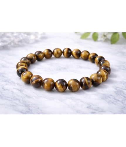 Natural Crystal 8mm Tiger Eye Bracelet  (Brown)