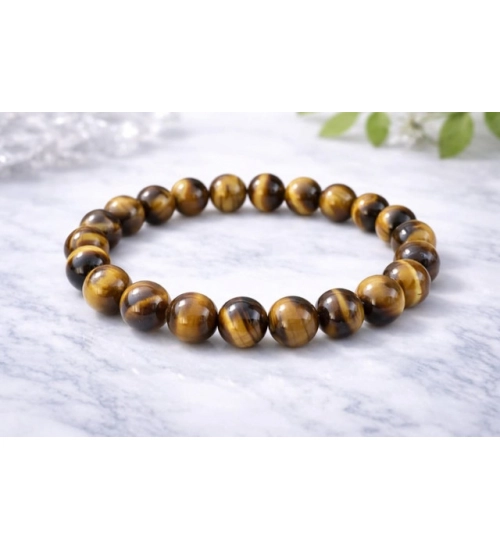 Natural Crystal 8mm Tiger Eye Bracelet  (Brown)