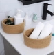 Cotton 8x3 Inch Round 2 Set Bedside Organizer (Beige)