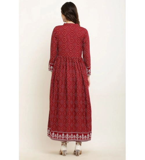 Women's Casual Rayon Full sleeve Kurti (Maroon) Women's Casual Rayon Full sleeve Kurti (Maroon)