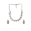Women's Brass Silver Plated Necklace set (Pink)