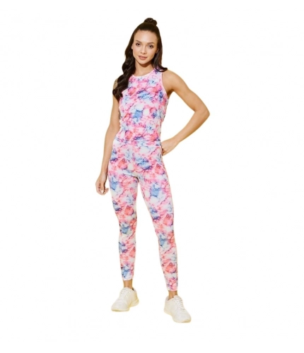 Women's Polyester Lycra Printed Sleeveless Active Wear (Multicolor)