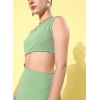 Women's Polyester Lycra Solid Sleeveless Dress (Green)