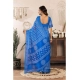 Women's Linen Cotton Printed Ready To Wear Saree With Unstitched Blouse 5.5 Mtr (Blue)