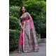 Women's Faux_Tussar Ethnic_Print Saree With Unstitched Blouse 5.5Mtr (Pink)
