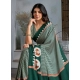 Women's Satin Crepe Printed Saree With Unstitched Blouse 5.5Mtr (Green)