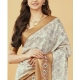 Women's Polyester Printed Saree With Unstitched Blouse 5.5 Mtr (Off-White)