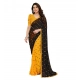 Women's Georgette Printed Saree With Unstitched Blouse 5.5Mtr (Black-Yellow)